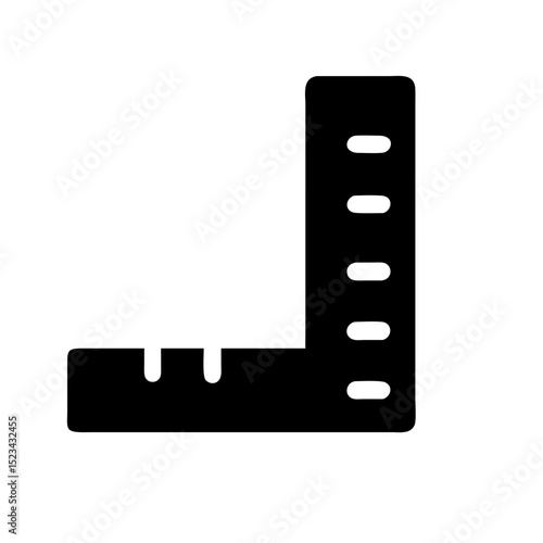 Crisp black silhouette of a level ruler on white background