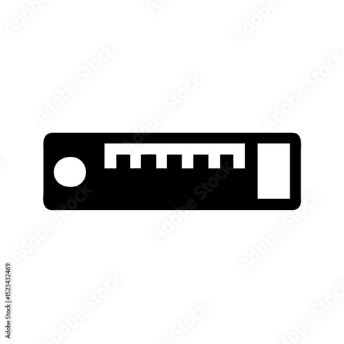 Crisp black silhouette of a level ruler on white background, vector cutout design