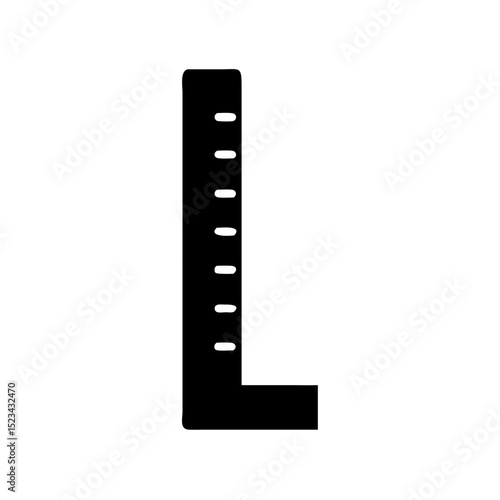 Crisp black silhouette of a level ruler on white background, vector cutout design
