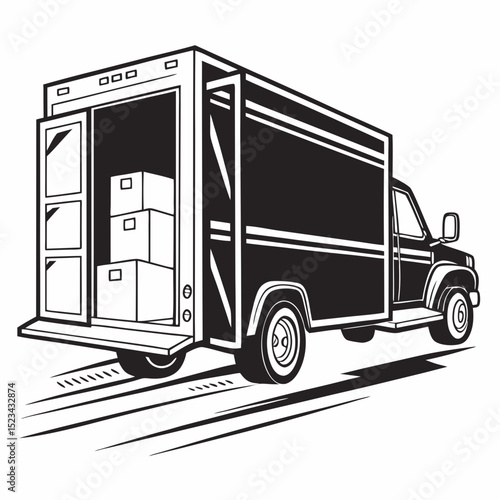 Delivery truck loading boxes cargo transportation service