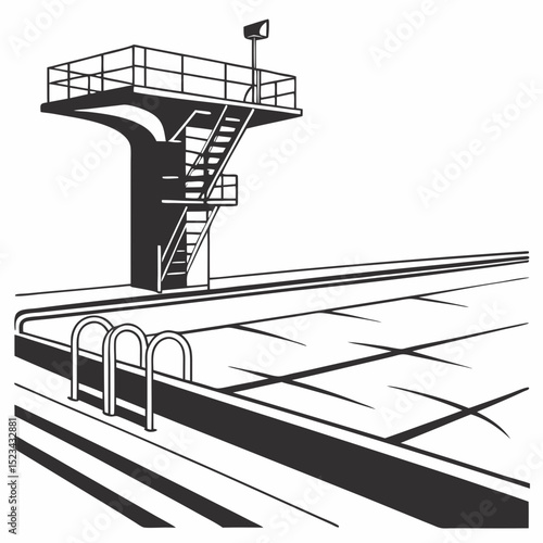 Diving board high dive platform swimming pool competition