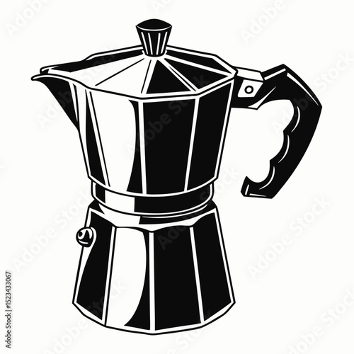 Classic stovetop espresso maker coffee pot illustration