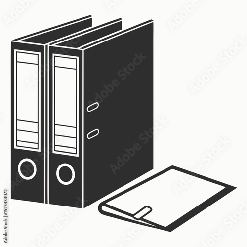 Two ring binders and a document file icon illustration