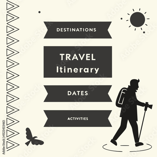 Travel itinerary planner template destinations dates activities