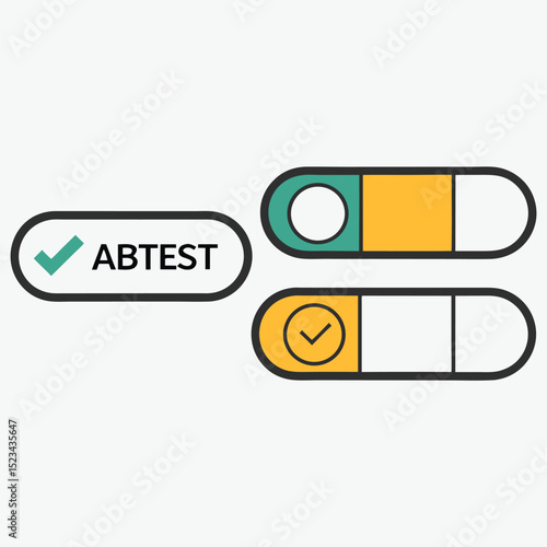Successful ab test concept with on off toggle buttons and status indicators for digital design