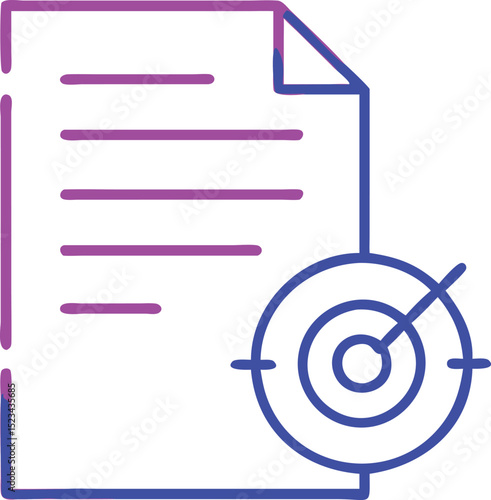 Targeted document with aim icon representing strategy focus and precision