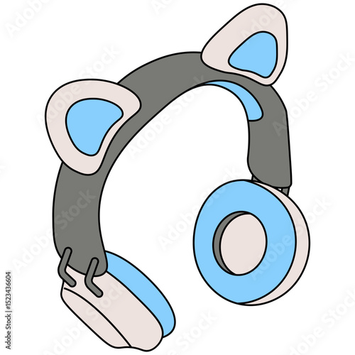 Headphone Device. Wireless headset with microphone for audio communication, music. Cordless headphones, head set, phones with mic for handsfree call. Sound device.