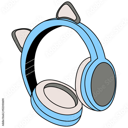 Headphone Device. Wireless headset with microphone for audio communication, music. Cordless headphones, head set, phones with mic for handsfree call. Sound device.