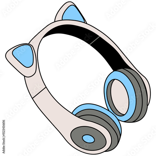 Headphone Device. Wireless headset with microphone for audio communication, music. Cordless headphones, head set, phones with mic for handsfree call. Sound device.