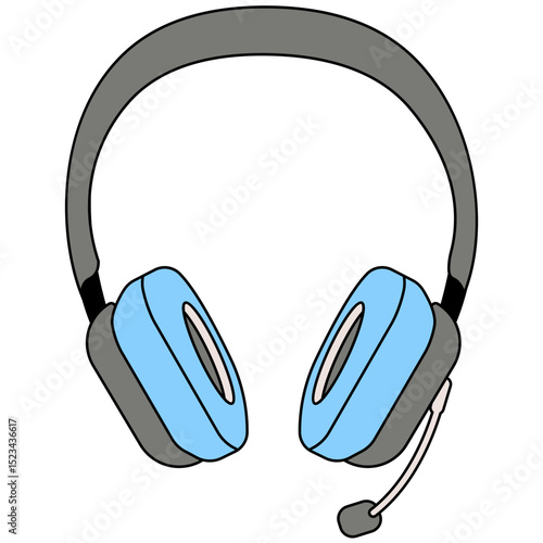 Headphone Device. Wireless headset with microphone for audio communication, music. Cordless headphones, head set, phones with mic for handsfree call. Sound device.