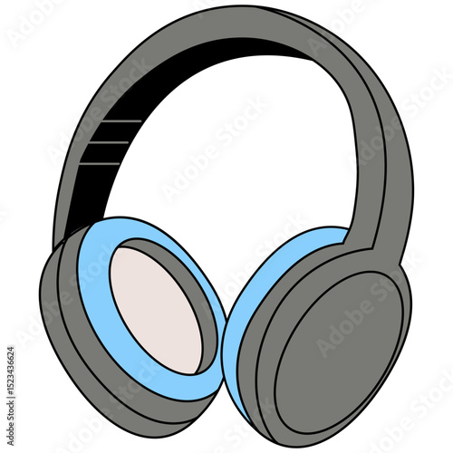 Headphone Device. Wireless headset with microphone for audio communication, music. Cordless headphones, head set, phones with mic for handsfree call. Sound device.