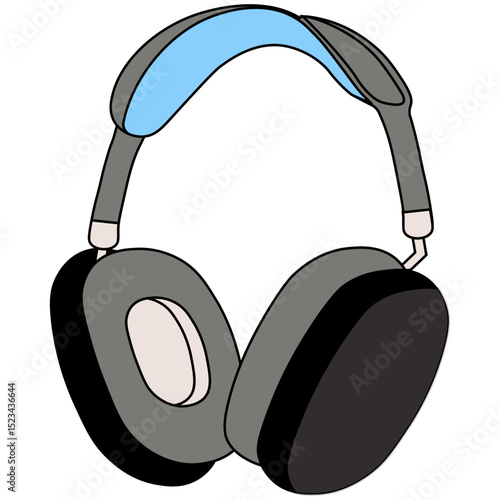 Headphone Device. Wireless headset with microphone for audio communication, music. Cordless headphones, head set, phones with mic for handsfree call. Sound device.