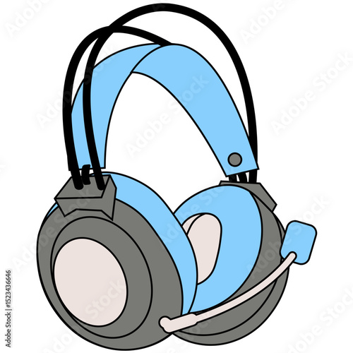 Headphone Device. Wireless headset with microphone for audio communication, music. Cordless headphones, head set, phones with mic for handsfree call. Sound device.