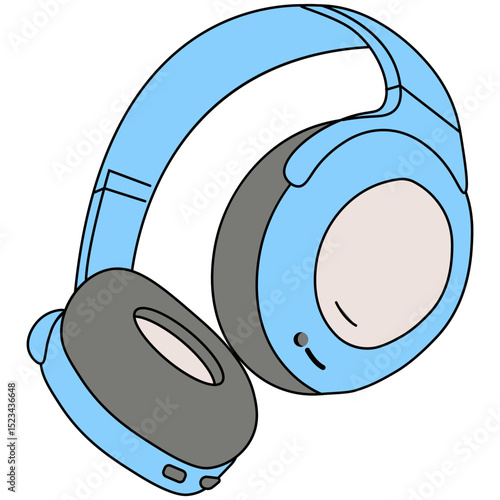 Headphone Device. Wireless headset with microphone for audio communication, music. Cordless headphones, head set, phones with mic for handsfree call. Sound device.
