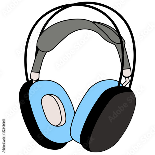 Headphone Device. Wireless headset with microphone for audio communication, music. Cordless headphones, head set, phones with mic for handsfree call. Sound device.