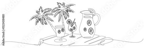 line art illustration fruit for a national rum day