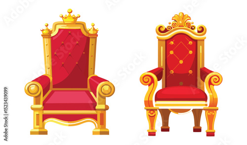 Two royal thrones red and gold cartoon style