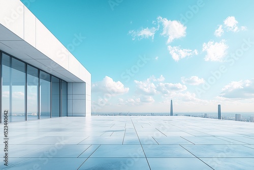 Modern Architectural Highrise Building with Futuristic Design and Skyline View - Real Estate and Urban Living Concepts