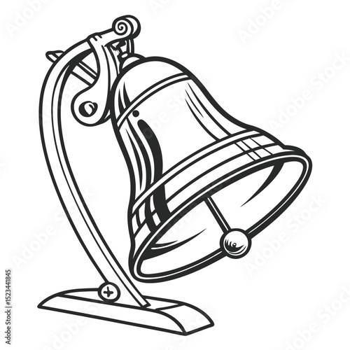 Vintage hand drawn bell on stand classic design element