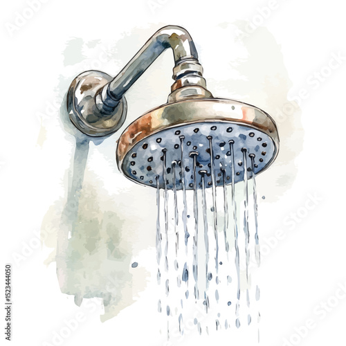 Showerhead, watercolor painting vector, high quality, isolated on a white background.