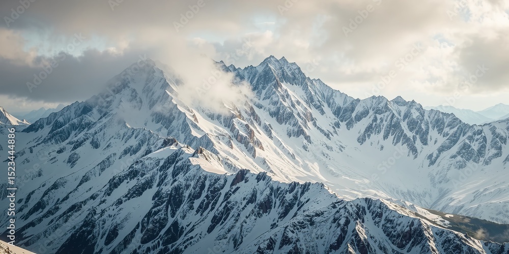 Obraz premium Majestic Snowy Mountain Peak, Inspiring Scenery