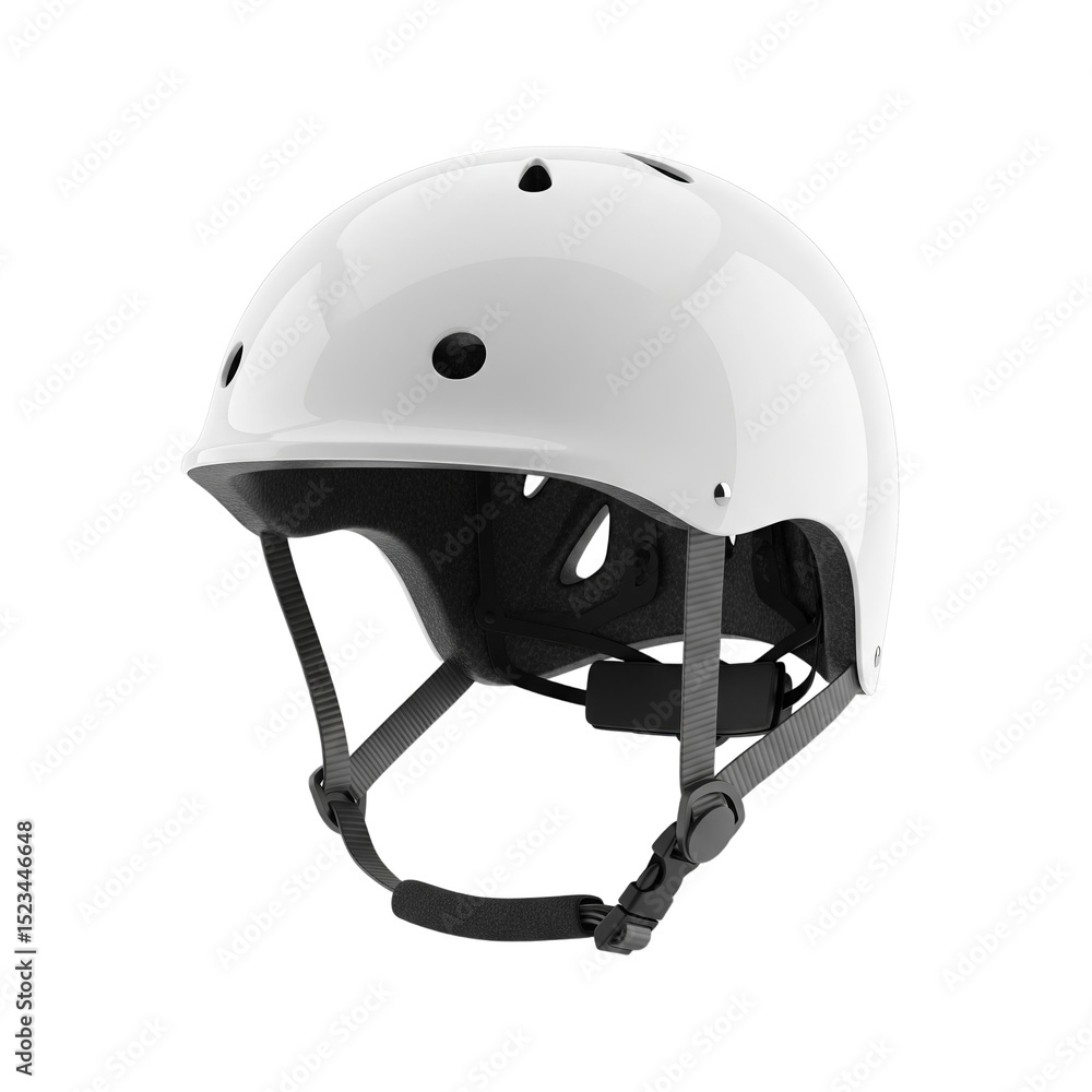 Fototapeta premium Sleek White Bicycle Helmet, Safety Gear, Head Protection