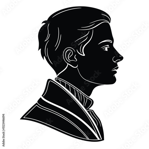 Silhouette of a young man profile view stylish coat