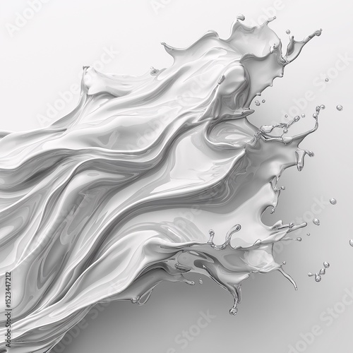 Abstract Liquid Splash. Modern White Fluid Dynamics Background
