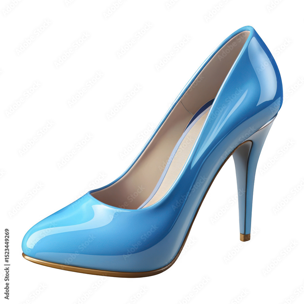 3d realistic blue high heel pump isolated on transparent background 3d realistic blue high heel pump isolated on transparent background