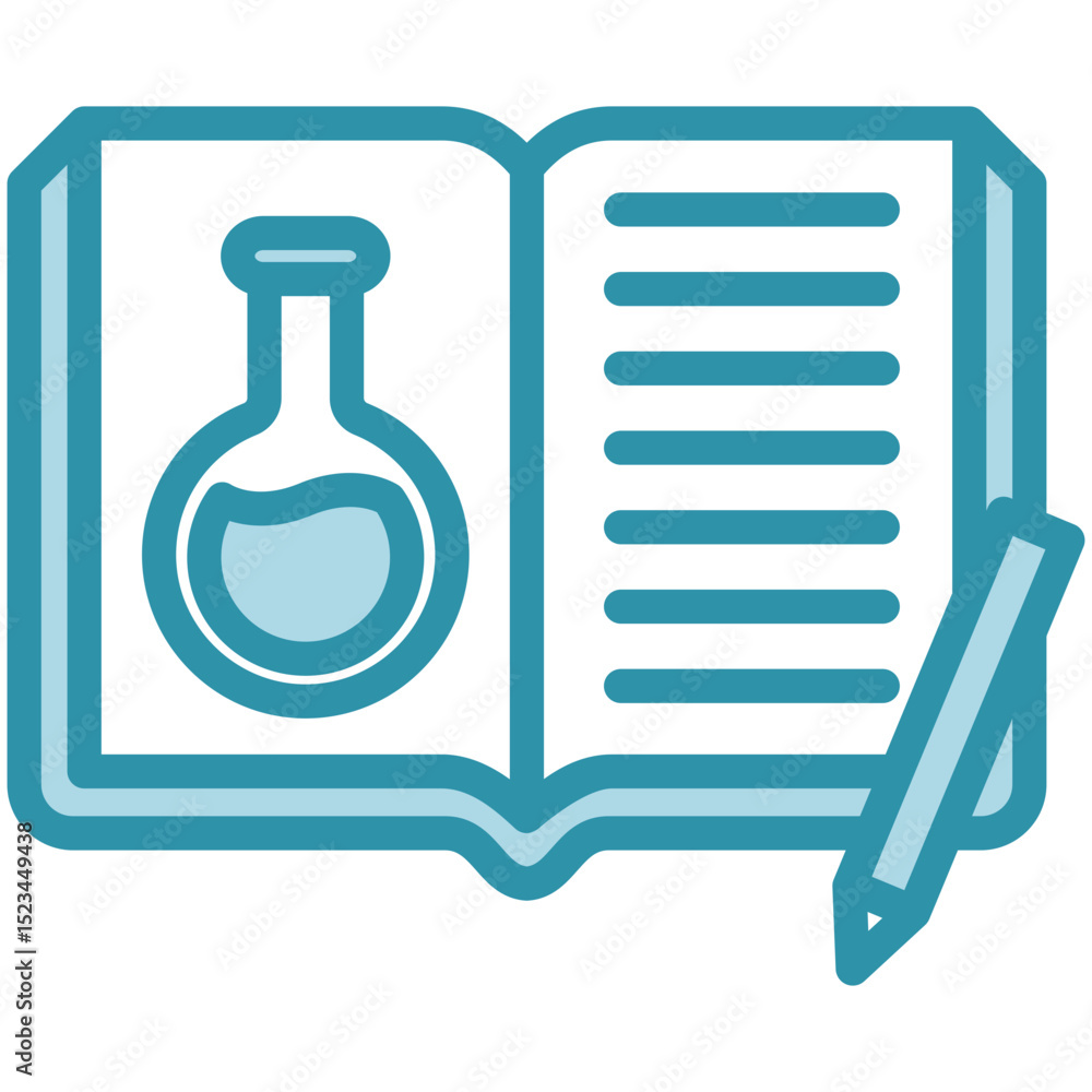 Fototapeta premium Field Notes mini illustration dual tone color icon, use for research and development, education, industry, UI, UX kit, app and web development, digital or print.