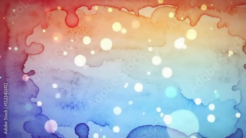 Aesthetic background animation video in Watercolor style using purple, blue gradation colours with Particle Effects. High resolution, fine details, professional lighting
