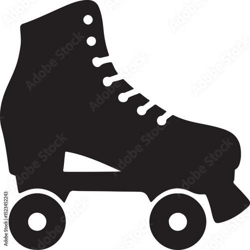 Stylish black and white roller skate silhouette vector design for sport and retro themed graphics