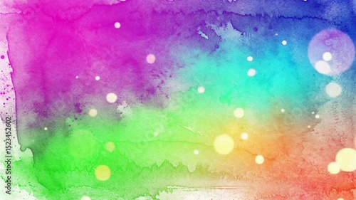 Aesthetic background animation video in Watercolor style using purple, blue gradation colours with Particle Effects. High resolution, fine details, professional lighting