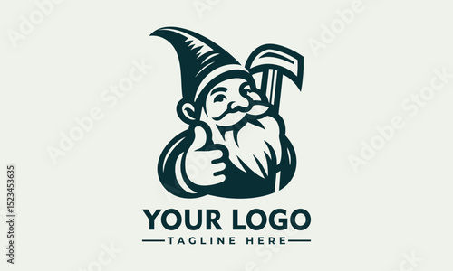 Cute illustration of a friendly garden gnome with a pointed hat giving two enthusiastic thumbs up. Fantasy concept