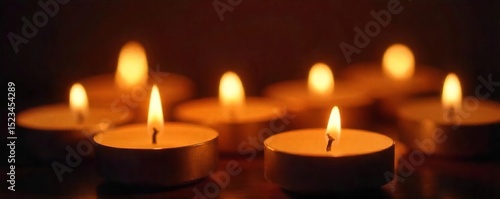 Wallpaper Mural Close-up of several flickering candle flames, soft warm light illuminating the dark, creating a peaceful and tranquil ambiance Ideal for relaxation, meditation, or spiritual themes , red, hygge Torontodigital.ca