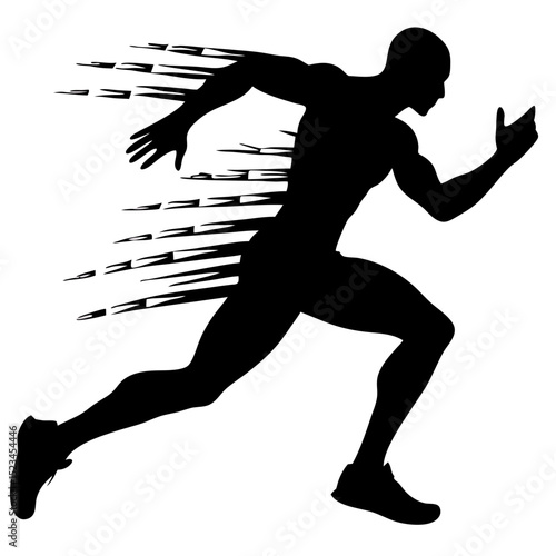 Male Body Silhouette in Mid Run With Exaggerated Motion Effects Showcasing Speed and Agility