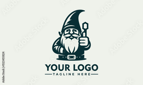 Cute illustration of a friendly garden gnome with a pointed hat giving two enthusiastic thumbs up. Fantasy concept