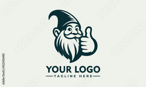 Cute illustration of a friendly garden gnome with a pointed hat giving two enthusiastic thumbs up. Fantasy concept