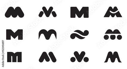 Abstract modern m letter logo design variations
