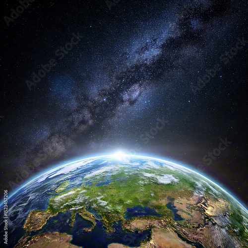 Earth and Milky Way in space