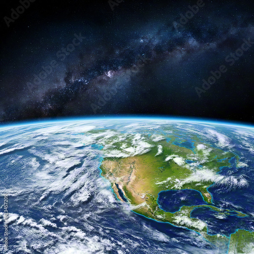 Earth and Milky Way in space