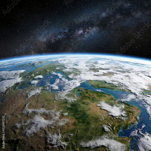 Earth and Milky Way in space