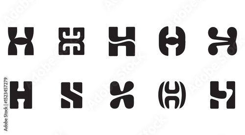 Abstract letter h logo design variations set