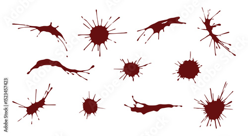 Blood splatter collection graphic design elements