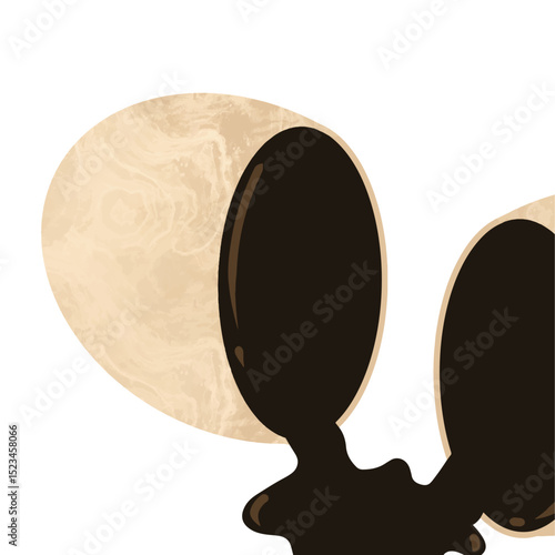 Vector illustration of bread topped with melted chocolate and abstract background, perfect for bakery or dessert-themed designs.