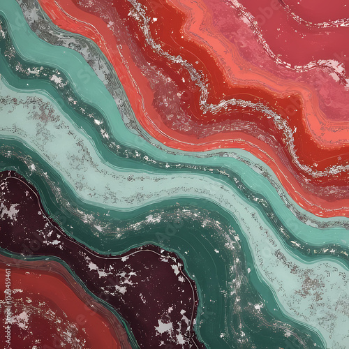 High-End Marble Granite with Flowing red and green Pigment Lines

