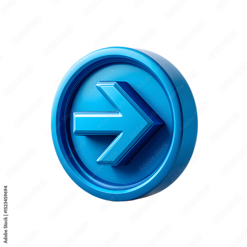 Tilted perspective 3D right arrow icon with glossy finish Tilted perspective 3D right arrow icon with glossy finish