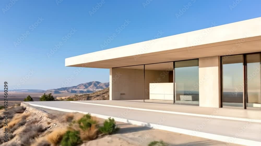 Striking modern architecture in a desert landscape offering breathtaking views of the scenery Striking modern architecture in a desert landscape offering breathtaking views of the scenery