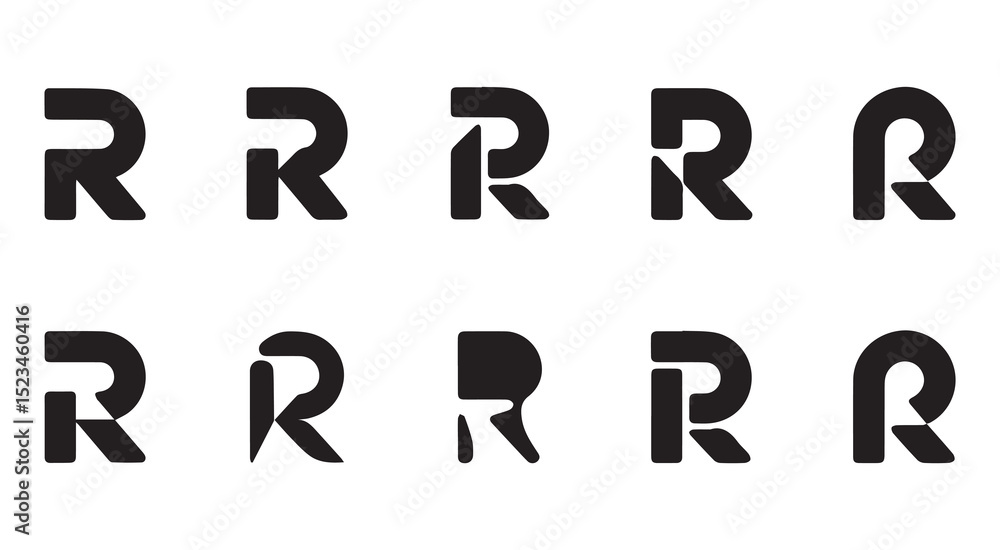 Ten modern letter r logo variations design Ten modern letter r logo variations design