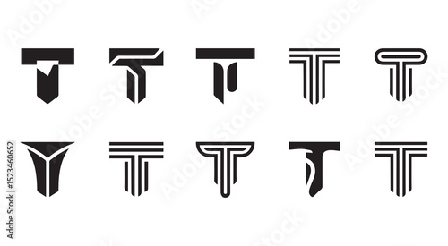 Ten modern letter t logo design variations